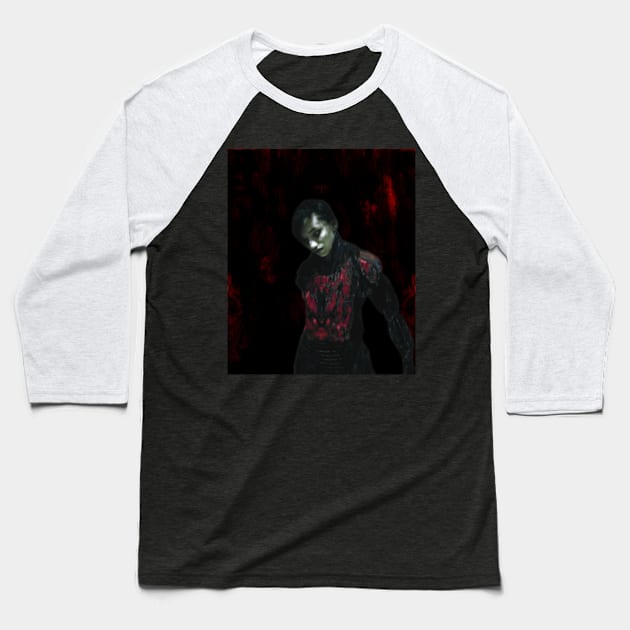 Beautiful girl. Dark sci-fi, fantasy. So cool. Red. Dim lightings on suit. Baseball T-Shirt by 234TeeUser234